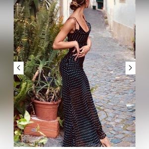Polka Dot Sheer Maxi Dress 
Fabric Content: Polyester, Spandex
Slim fit